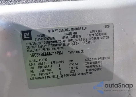 2010 Chevrolet Silverado 1500 Ls из США, поврежденный, VIN 1GCSKREA6AZ114932